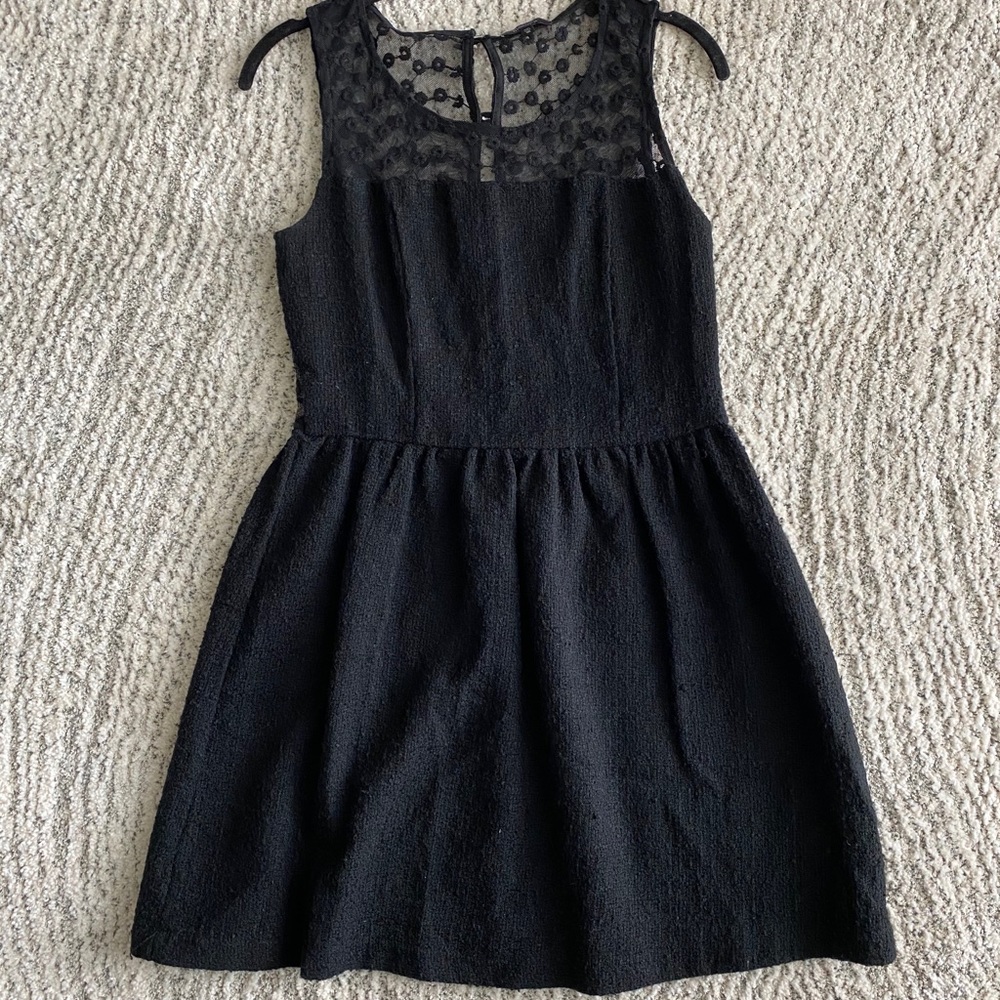 Black dress with open lace back with buttons